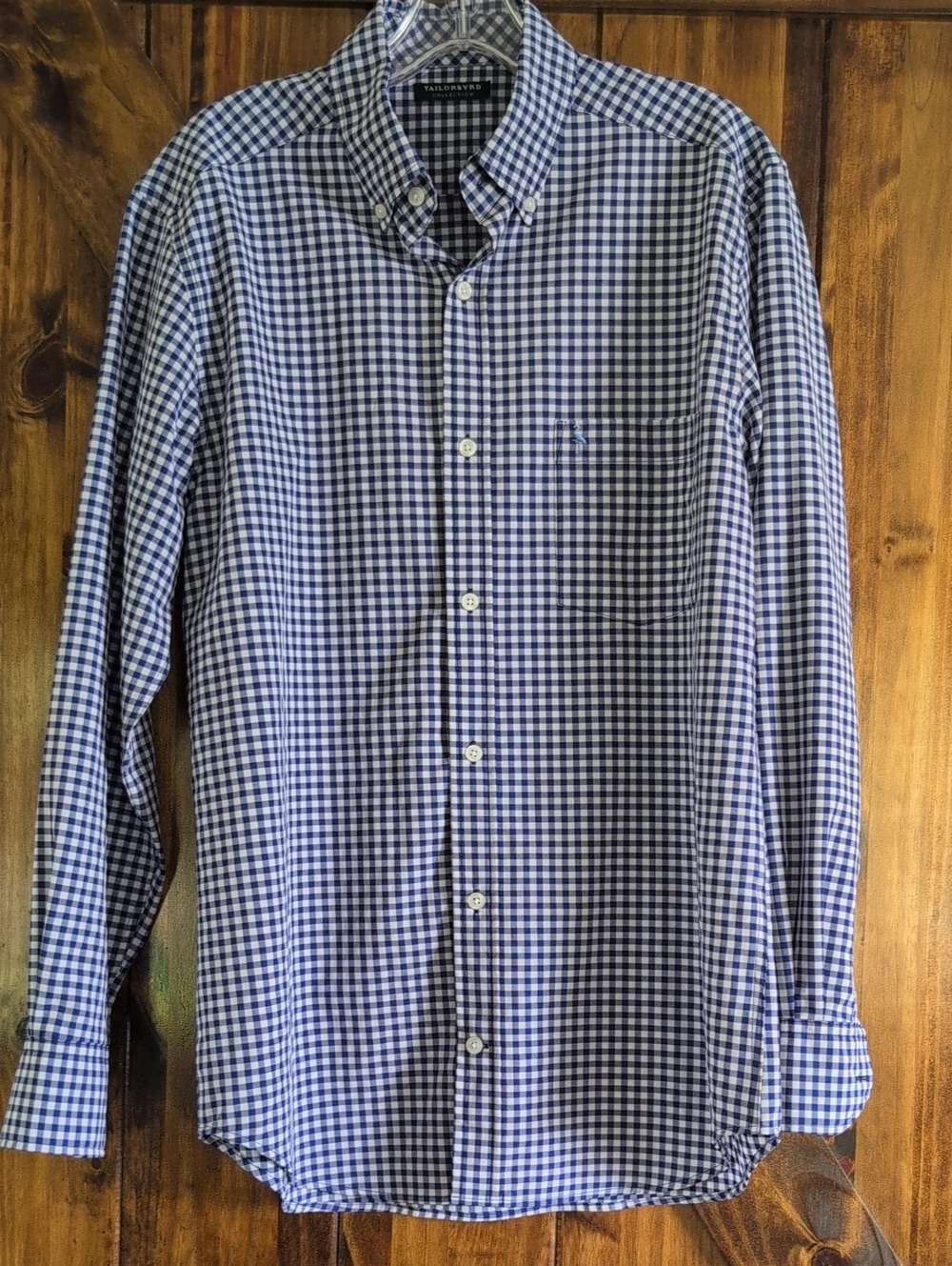 TailorByrd Blue Plaid Button Up Dress Shirt Sz Medium Lightweight